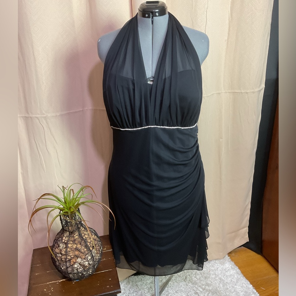 Betsy & Adam By Linda Bernell  Vintage Y2K Black Halter Dress